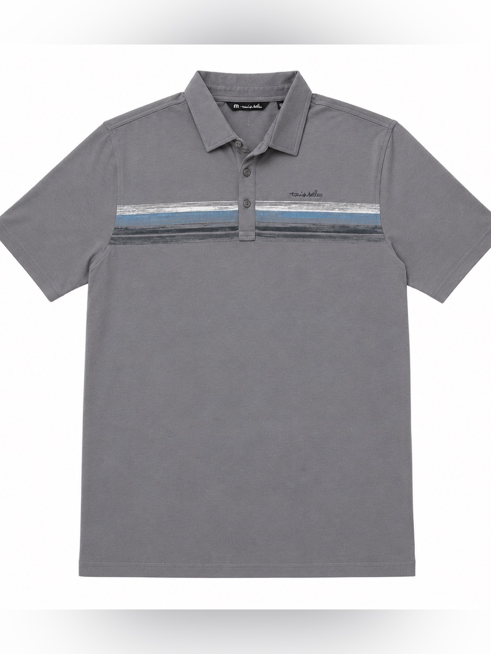Travis Mathew Mens Gray Striped Golf Polo Shirt Size XXL Performance Style